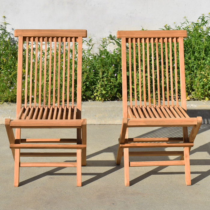 SunriseOutdoorLTD 2 Pack Golden Teak Wood Outdoor Folding Chair Patio